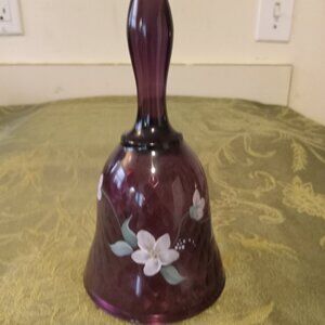Fenton Hand Painted Purple Bell